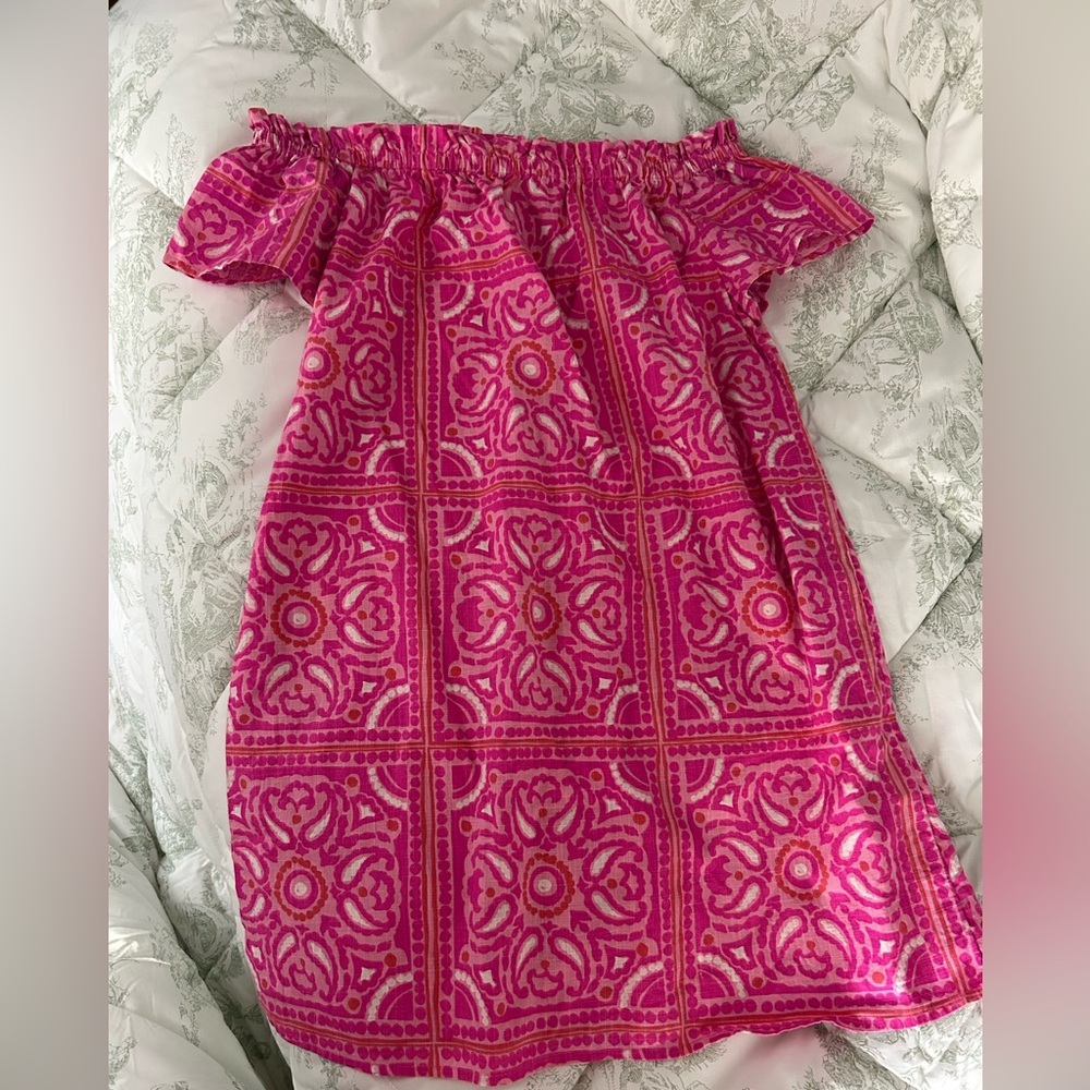 Vineyard Vines Strapless Pink Patterned Dress